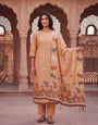 Orange Jamdani Cotton Weaving Suit Set With Dupatta