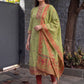 Olive green jamdani cotton weaving suit