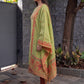 Olive green jamdani cotton weaving suit