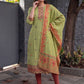 Olive green jamdani cotton weaving suit