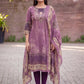 Mauve Jamdani Cotton Straight Fit Kurta And Dupatta