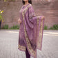 Mauve Jamdani Cotton Straight Fit Kurta And Dupatta