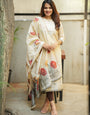 Cream Floral Digital Printed Cotton Kurta and Dupatta