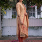 Peach Jamdani Cotton Straight Fit Festive Kurta And Dupatta