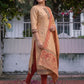Peach Jamdani Cotton Straight Fit Festive Kurta And Dupatta