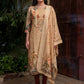 Beige Jamdani Cotton Straight Fit Festive Kurta And Dupatta