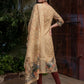 Beige Jamdani Cotton Straight Fit Festive Kurta And Dupatta