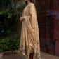 Beige Jamdani Cotton Straight Fit Festive Kurta And Dupatta
