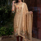 Beige Jamdani Cotton Straight Fit Festive Kurta And Dupatta