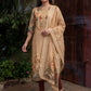 Beige Jamdani Cotton Straight Fit Festive Kurta And Dupatta