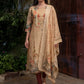 Beige Jamdani Cotton Straight Fit Festive Kurta And Dupatta
