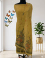Mustard Yellow Unstitched Jamdani Cotton Weaving Suit with Dupatta