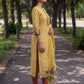 Yellow Jamdani Cotton Straight Fit Festive Kurta And Dupatta