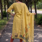 Yellow Jamdani Cotton Straight Fit Festive Kurta And Dupatta