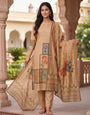 Beige Digital Print Jamdani Cotton Kurta Set