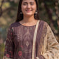 Brown Jamdani Cotton Straight Fit Festive Kurta And Dupatta