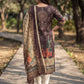 Brown Jamdani Cotton Straight Fit Festive Kurta And Dupatta