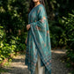 Blue Jamdani Cotton Straight Fit Festive Kurta And Dupatta