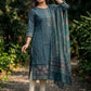 Blue Jamdani Cotton Straight Fit Festive Kurta And Dupatta