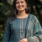 Blue Jamdani Cotton Straight Fit Festive Kurta And Dupatta