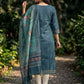 Blue Jamdani Cotton Straight Fit Festive Kurta And Dupatta
