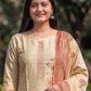 Beige Jamdani Cotton Straight Fit Festive Kurta And Dupatta