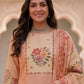 Peach Jamdani Cotton Straight Fit Festive Kurta And Dupatta