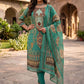 Green Jamdani Cotton Straight Fit Festive Kurta And Dupatta
