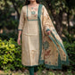 Cream Jamdani Cotton Straight Fit Festive Kurta And Dupatta