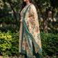 Cream Jamdani Cotton Straight Fit Festive Kurta And Dupatta