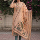 Peach Jamdani Cotton Straight Fit Festive Kurta And Dupatta