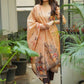 Orange Straight Cut Woven Jamdani Cotton Kurta and Dupatta